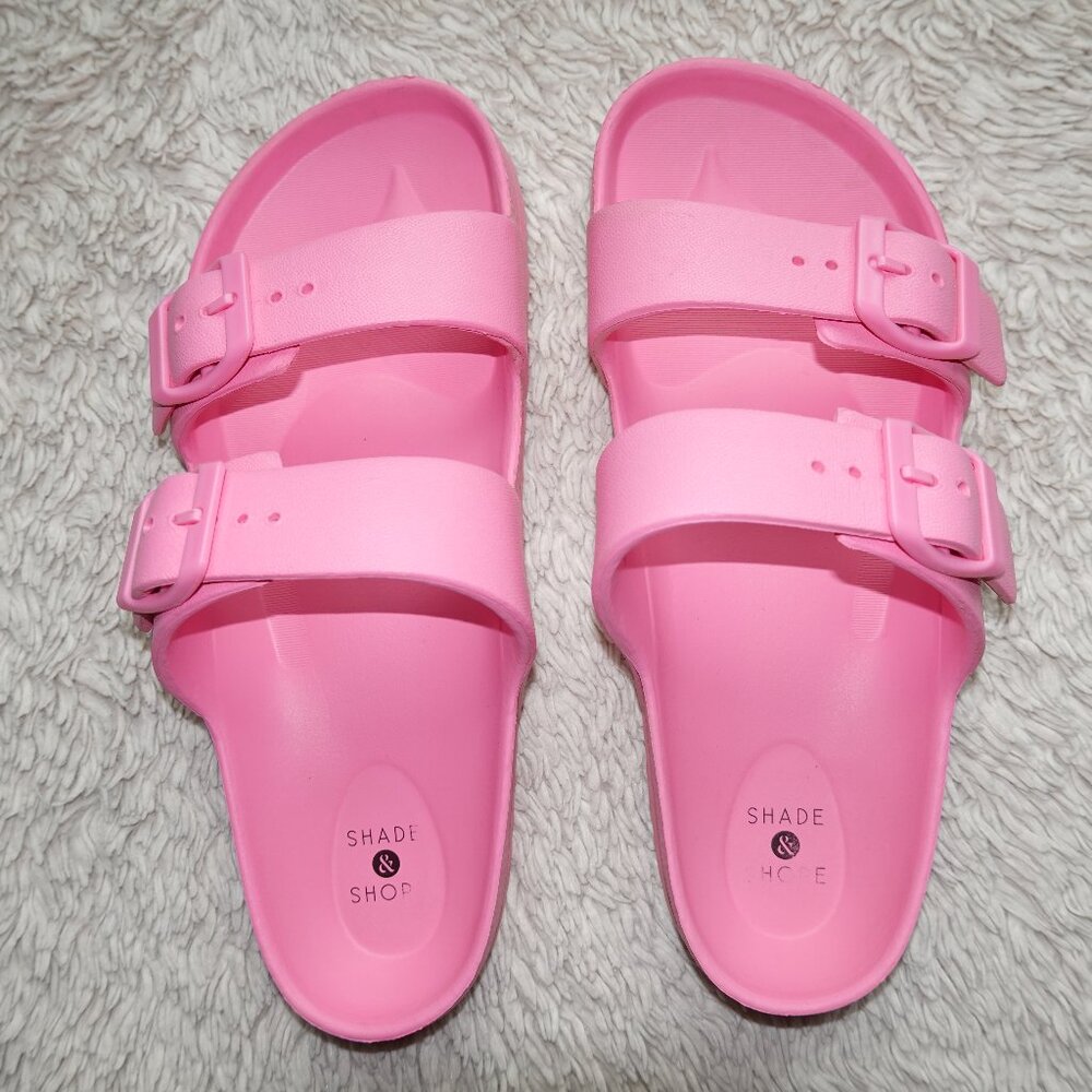 Women's Neida EVA Two Band Footbed Slide Sandals, Shade & Shore, Pink, Like New